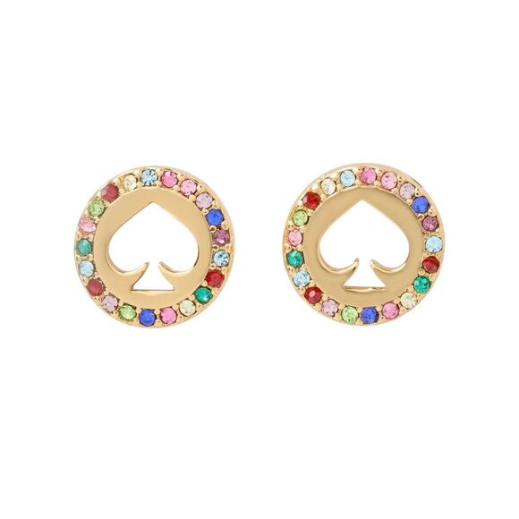 NWT! Kate Spade Spot The Spade Pave Halo Spade Studs in Multi Colors - Picture 1 of 5